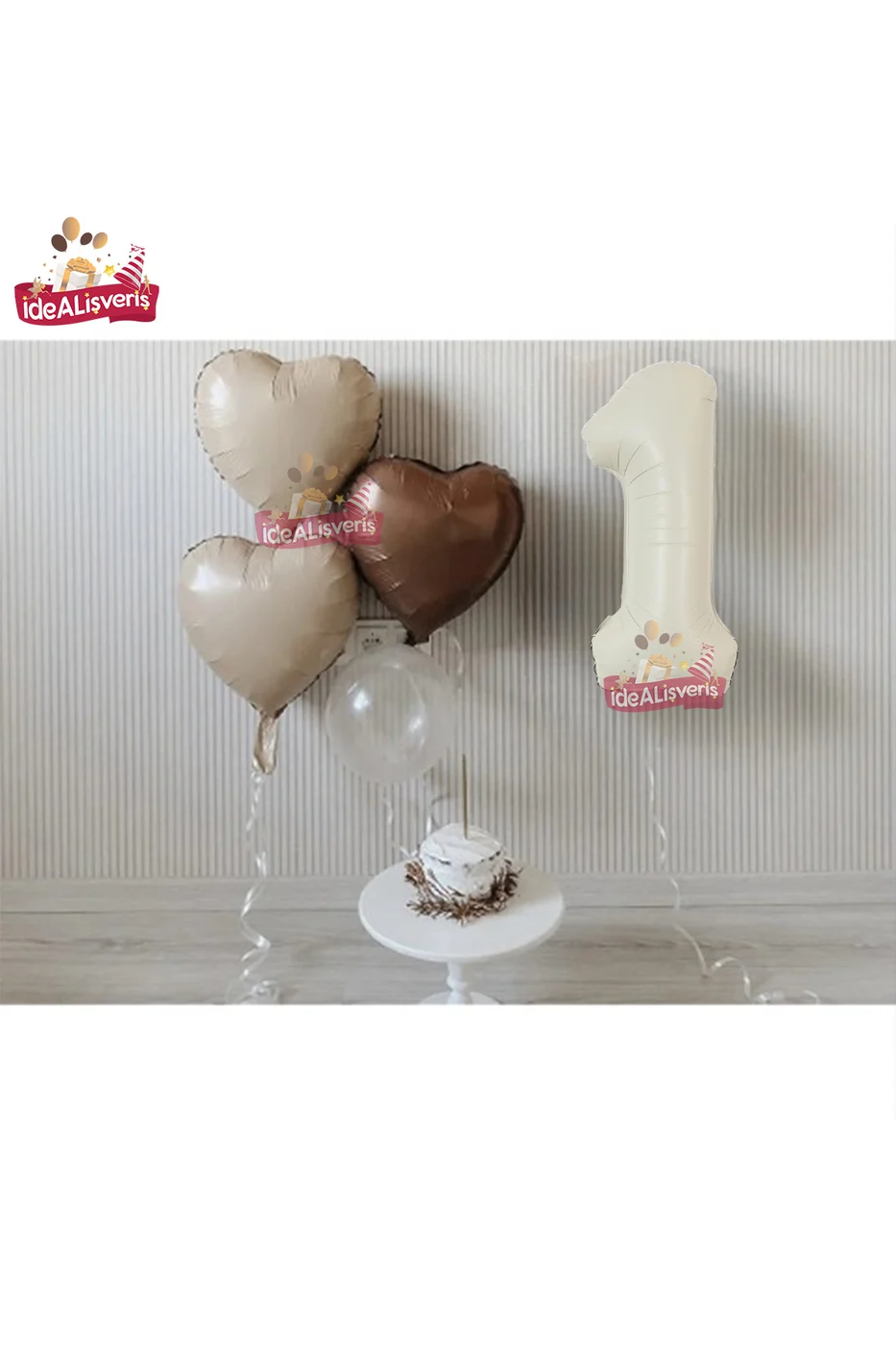 1 Yaş Retro Renkler Krem Kahve Tonlar Balon Seti
