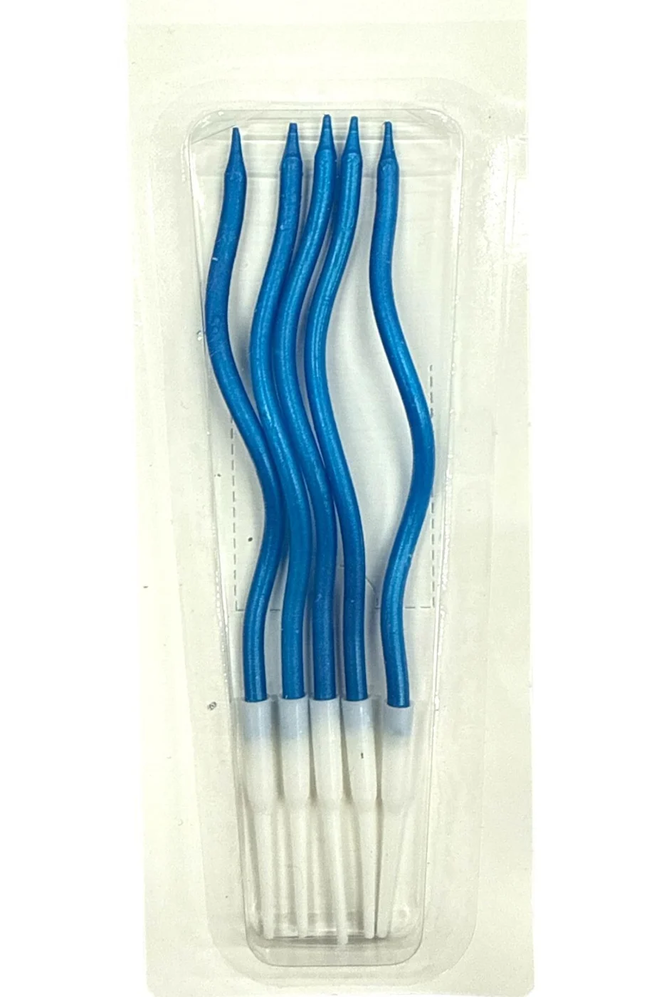 5 Lİ KIVRIMLI MAVİ MUM 15CM Pasta Mumu Spiral Kıvrık Mum
