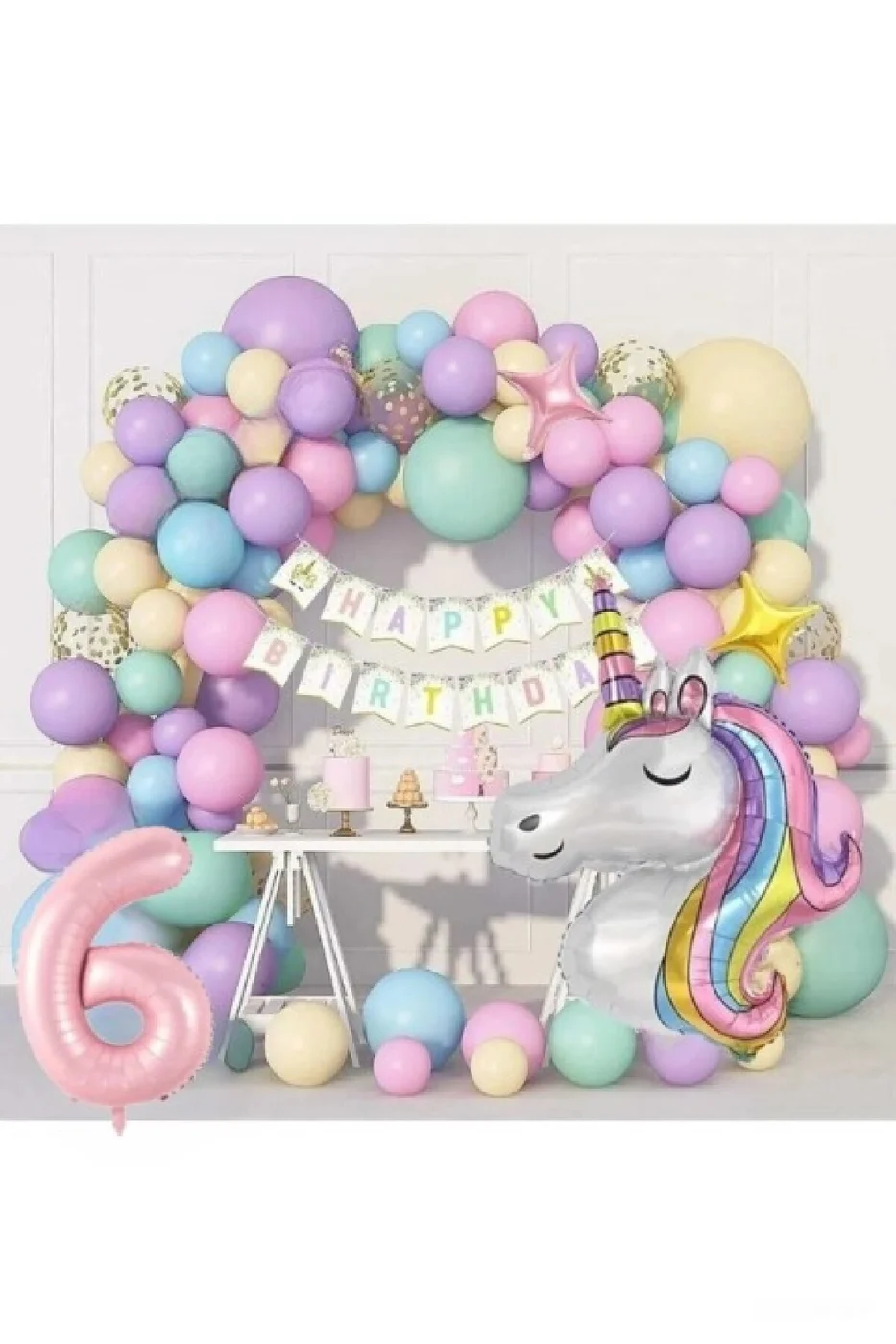 Kız Çocuklar Için  Unicorn Lüks Doğum Günü Parti Seti Süsü gorsel 2