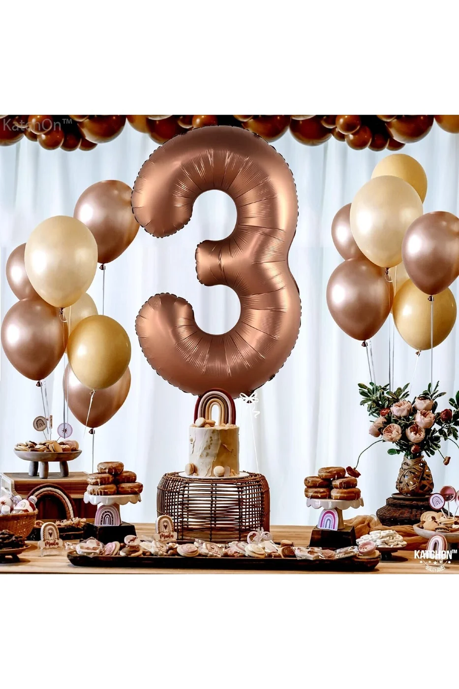 Rakam Yaş 74 Cm Kahverengi Yaş Folyo Balonu gorsel 5