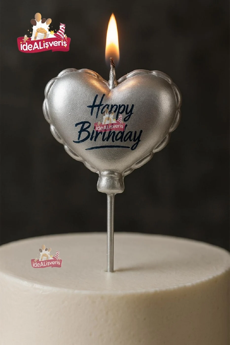 HAPPY BİRTHDAY KALP GÜMÜŞ MUM gorsel 4