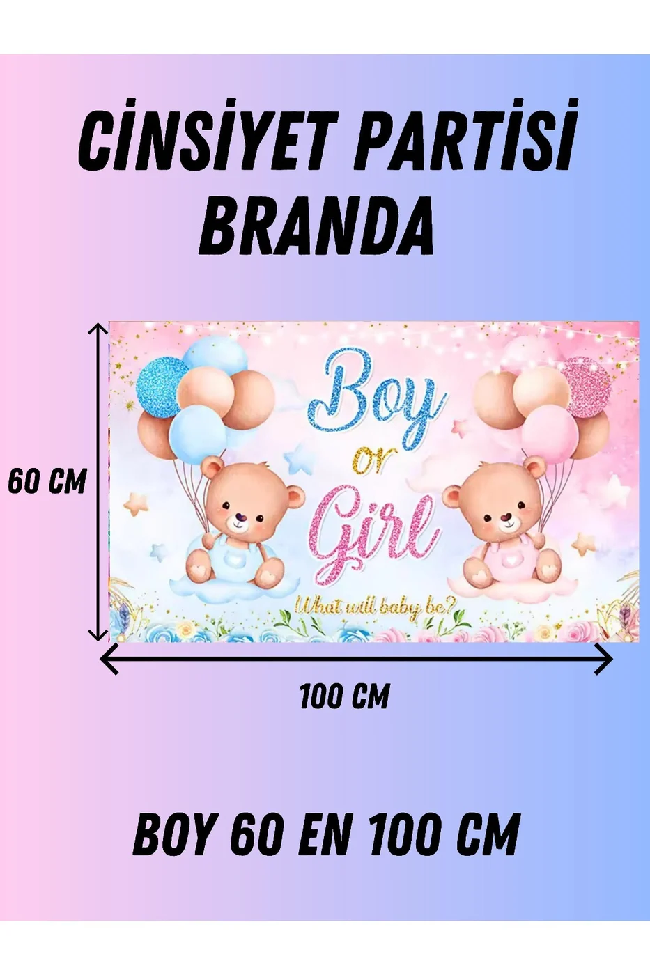 Boy Or Girl Cinsiyet Temalı Özel Cinsiyet Afişi Arka Fonu 60x100 Vinil Branda Pankart Süsü gorsel 2