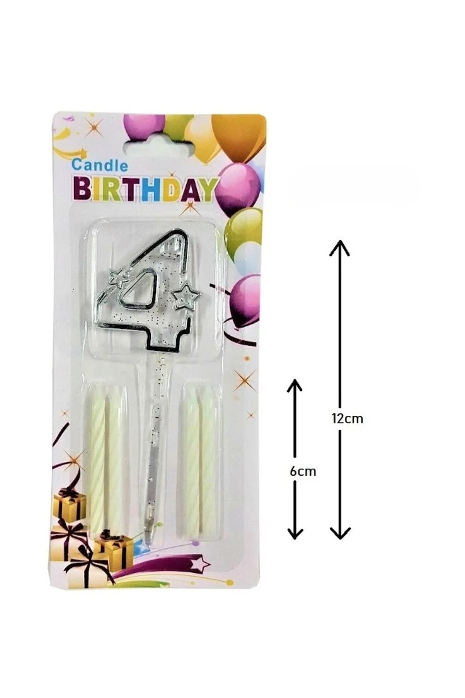 MİKA ŞEFFAF 4 RAKAM GÜMÜŞ MUM 12CM
