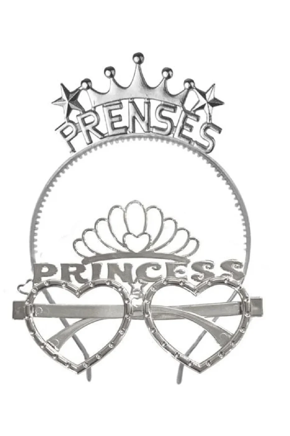Gümüş Princess Tac Gözlük Seti Prenses Parti Aksesuar Taç Gözlük gorsel 3