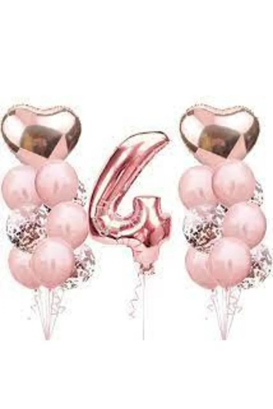 Kalpli Folyo 4 Yaş Rose Gold Doğum Günü Balon Seti gorsel 2