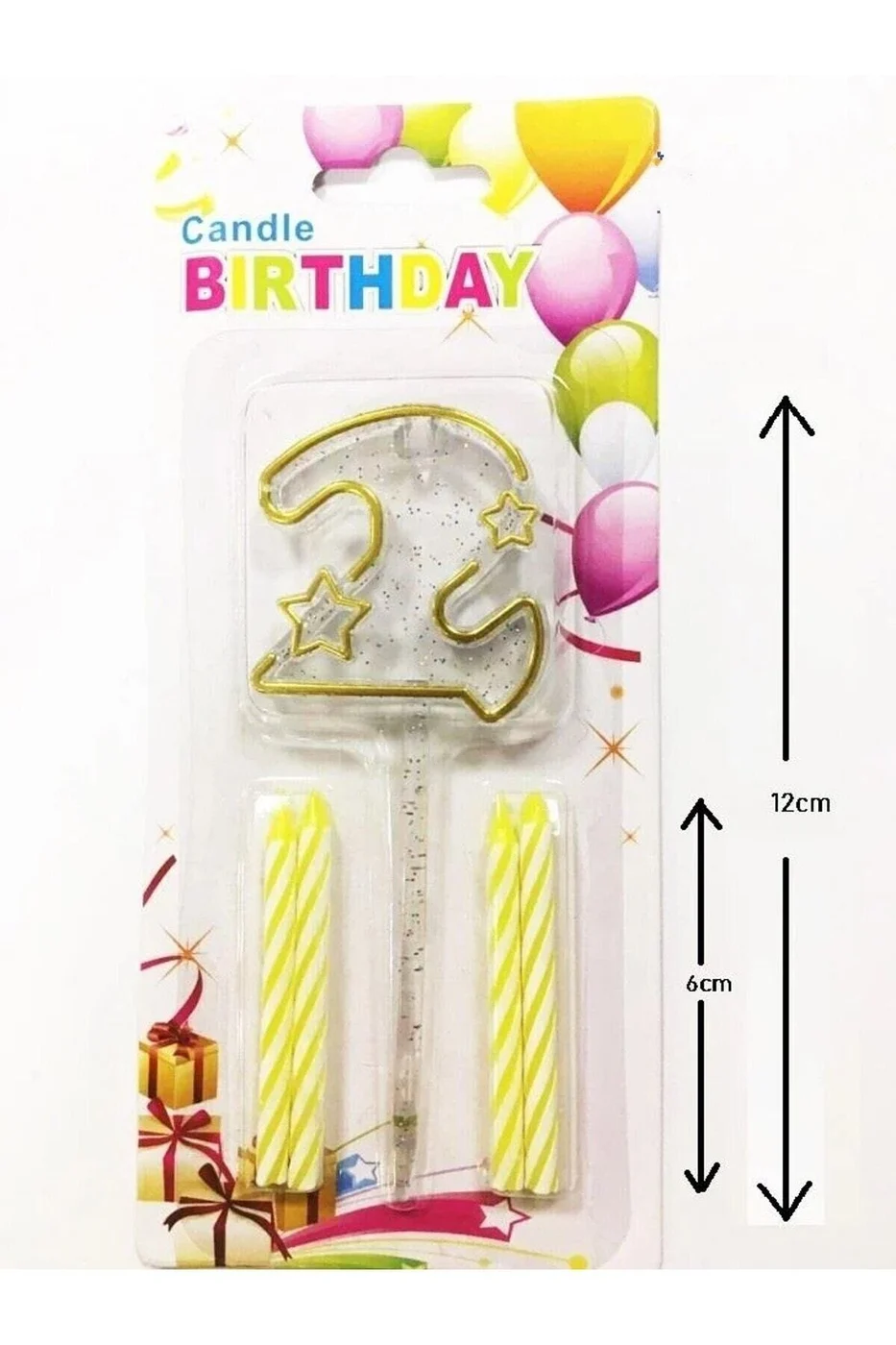 ŞEFFAF 2 RAKAM GOLD MUM 12CM gorsel 3