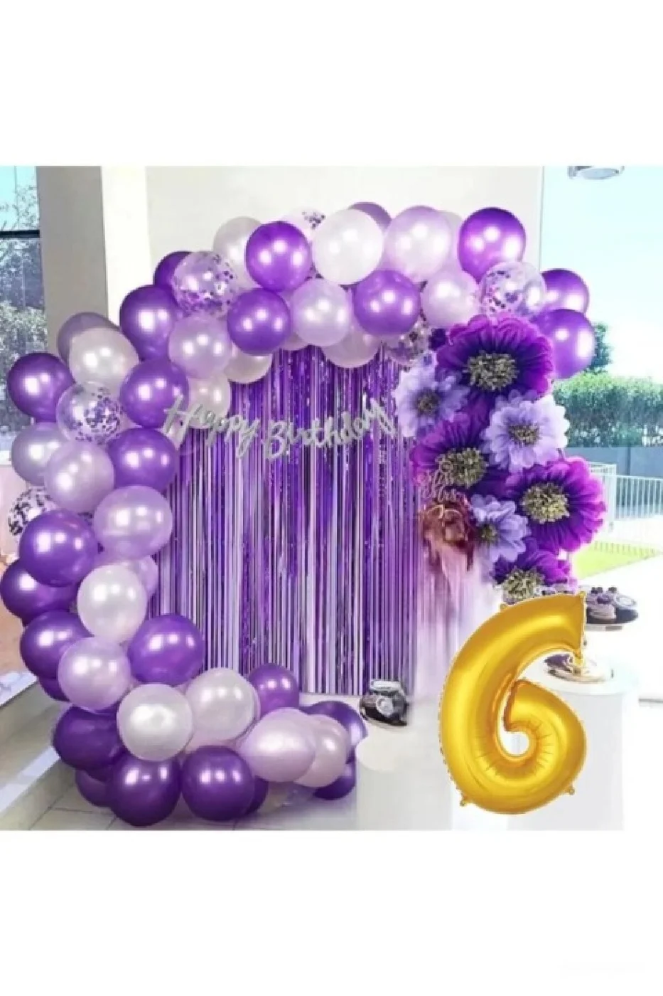 LÜX MOR LİLA BALON ZİNCİR SET DOĞUM GÜNÜ PARTİ SETİ SÜSÜ