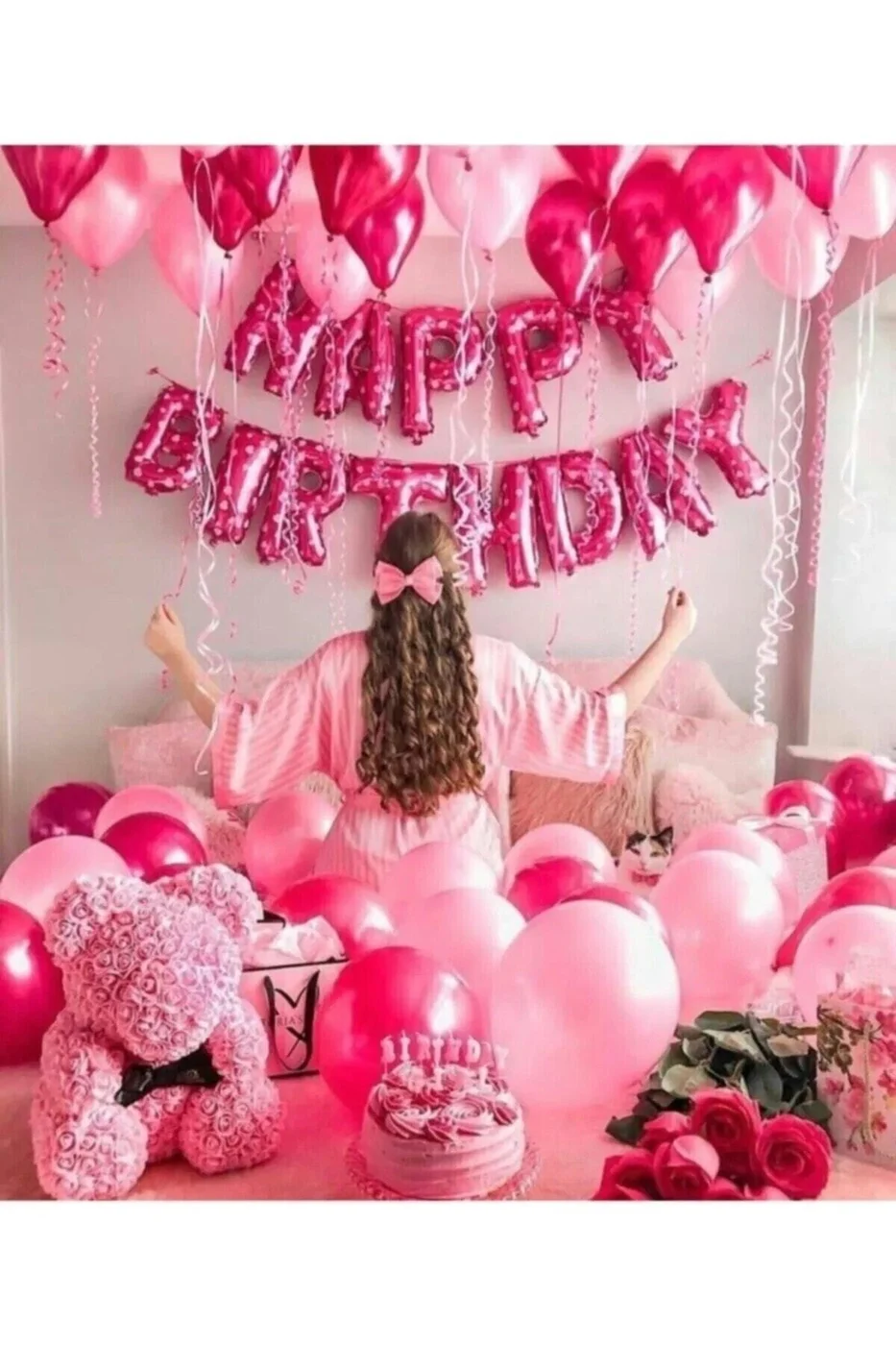 Doğum Günü Set Happy Bırthday Seti Pembe Puanlı