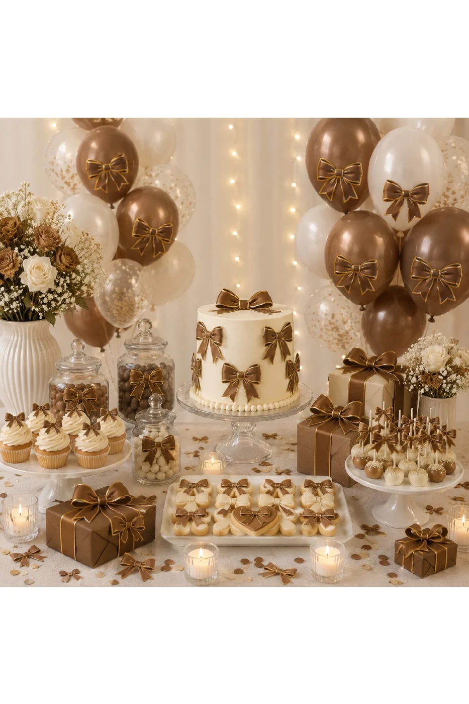 Renk Seçenekli Fiyonk Balon ve Pasta Dekor Fiyonk Seti 12 Adet Büyük & Küçük Boy Parti Süsü Baby Shower Doğum Günü Seti Süsü gorsel 6