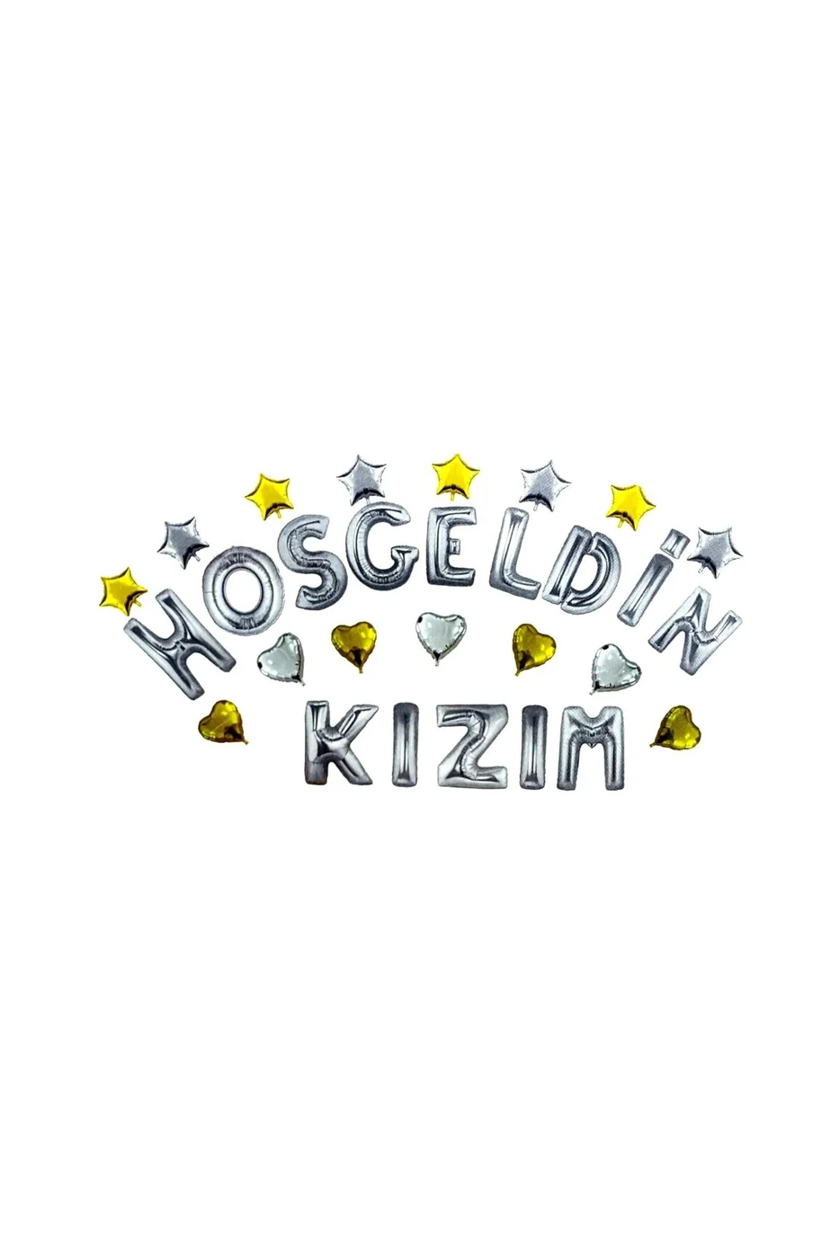 KALPLİ HOŞGELDİN KIZIM GÜMÜŞ SET Folyo Balon