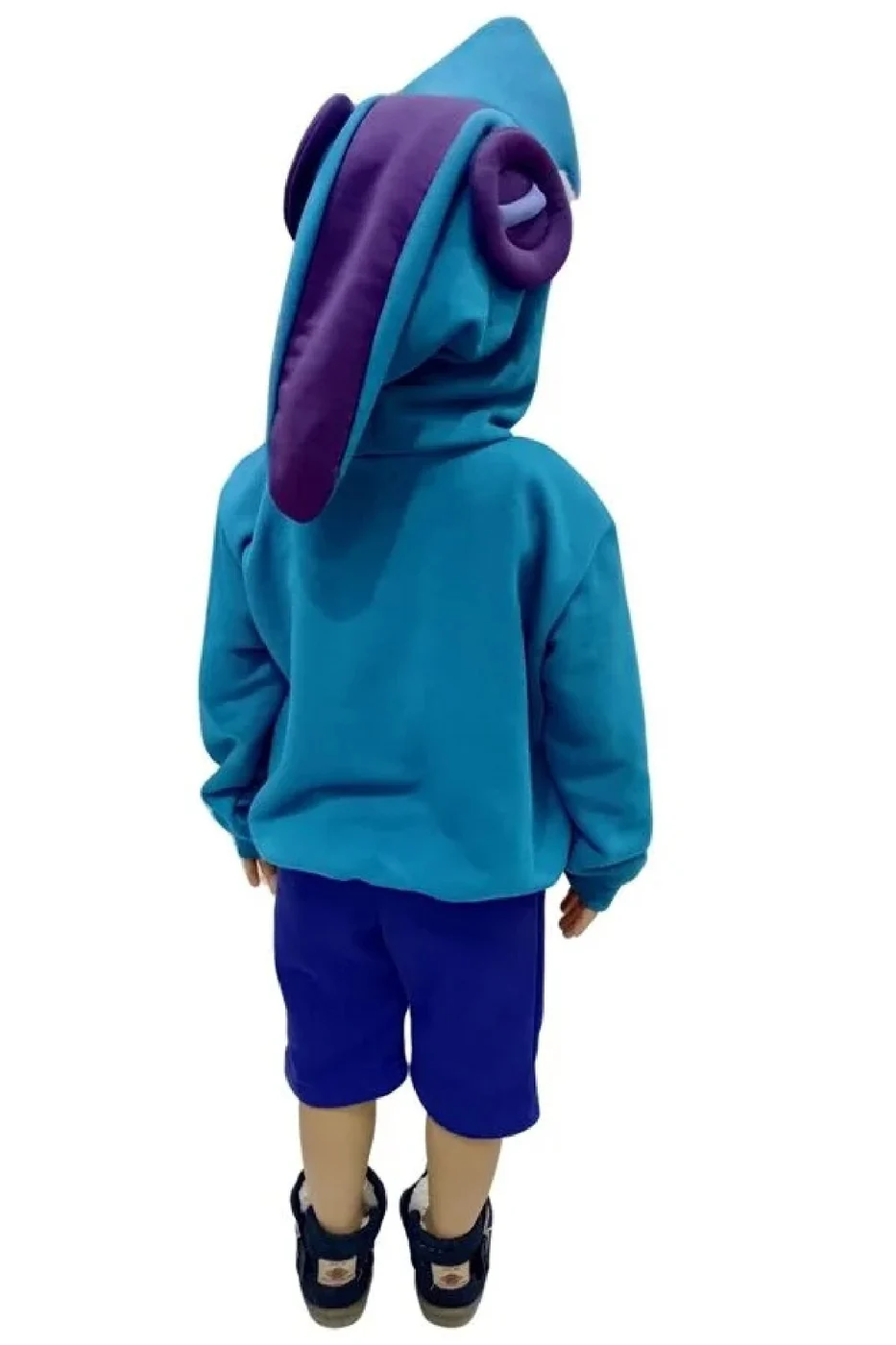 Kapüşonlu Mavi Cosplay Leon Shark Kostümü gorsel 4