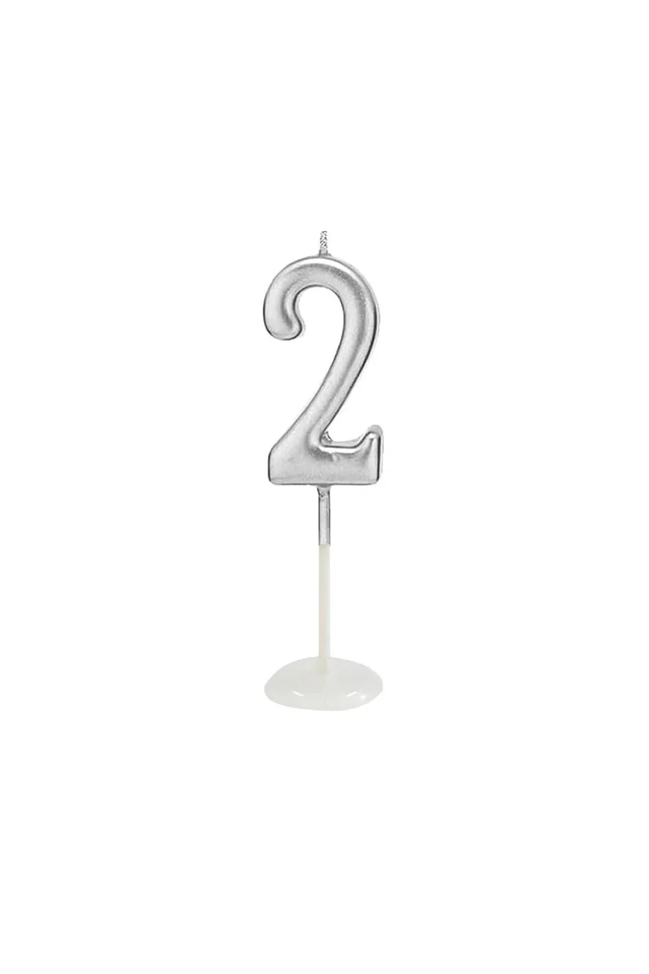 KÜÇÜK BOY 2 RAKAM GÜMÜŞ MUM 8CM