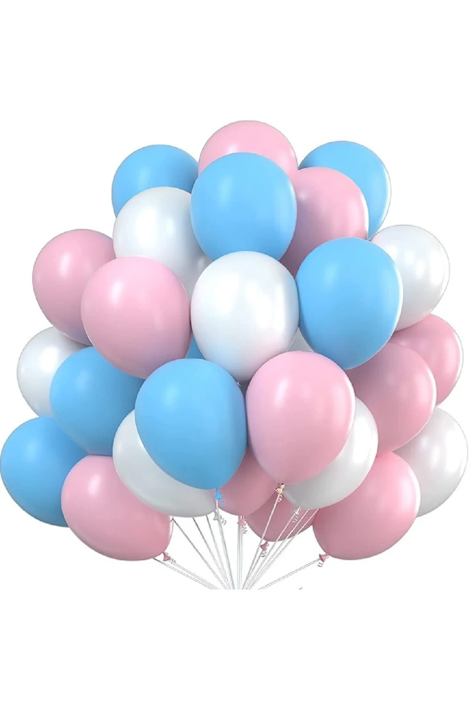 Mavi Beyaz Pembe Pastel Balon 30 ADET gorsel 3