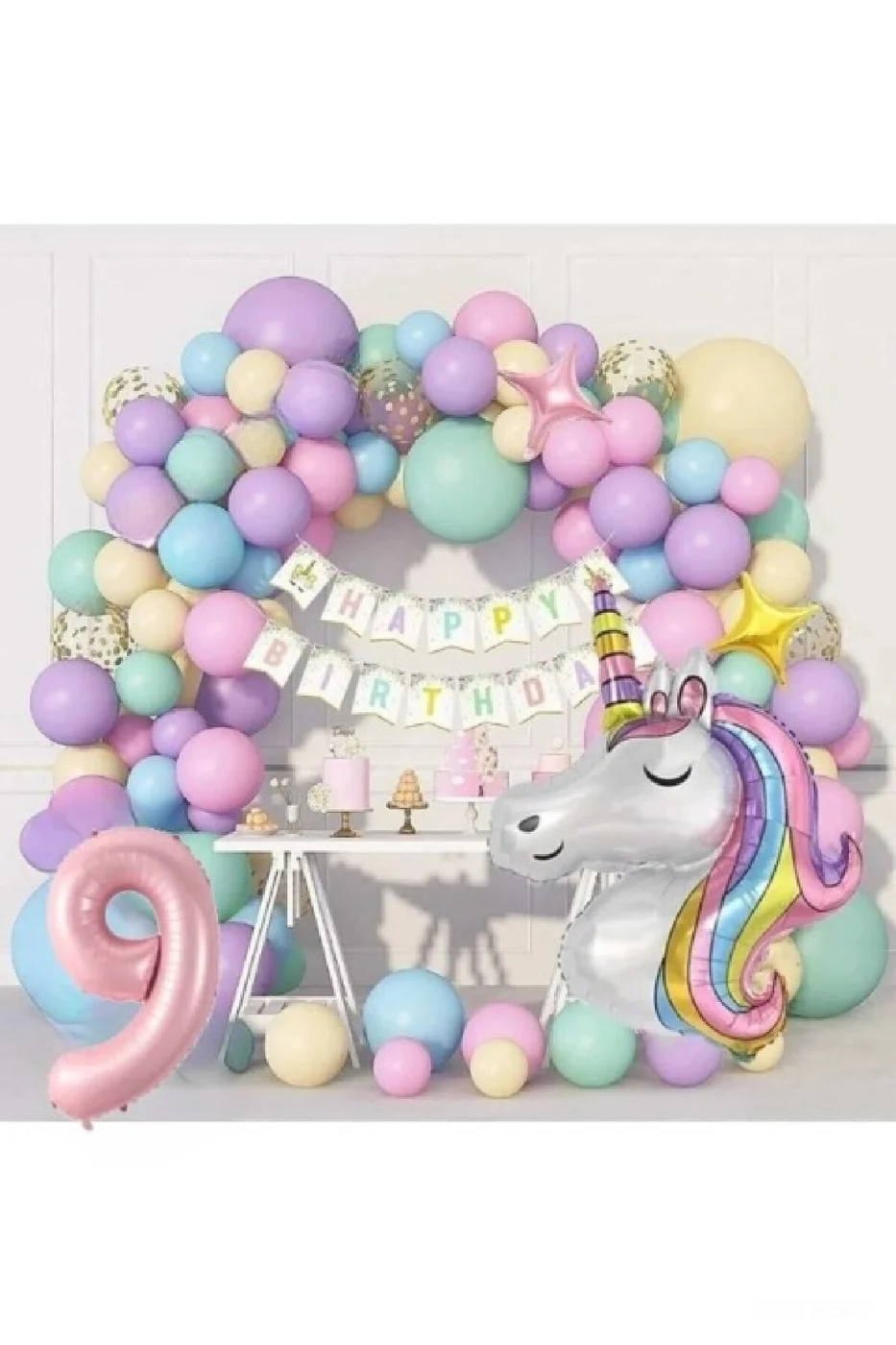 Kız Çocuklar Için  Unicorn Lüks Doğum Günü Parti Seti Süsü gorsel 3