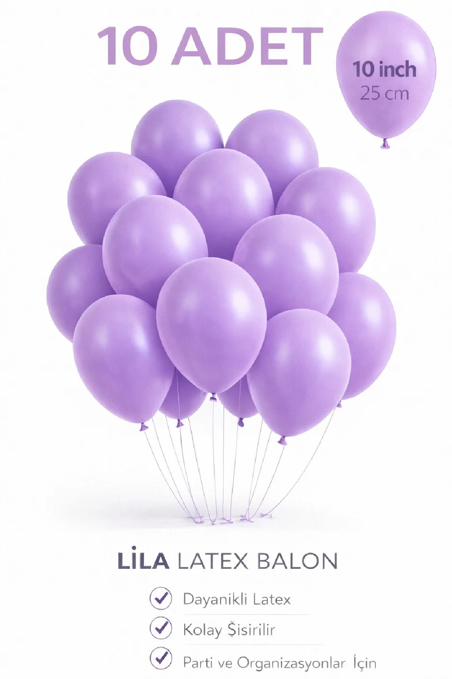 10 Adet Latex Balon 10 İnç Parti Balonu Doğum Günü Süsleme Balonu