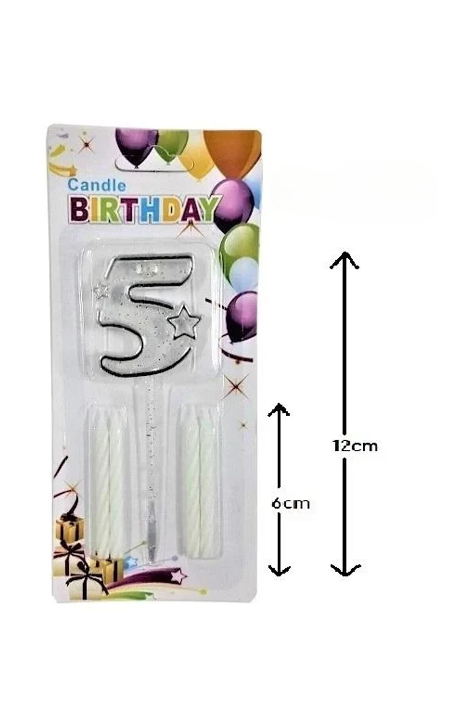 MİKA ŞEFFAF 5 RAKAM GÜMÜŞ MUM 12CM