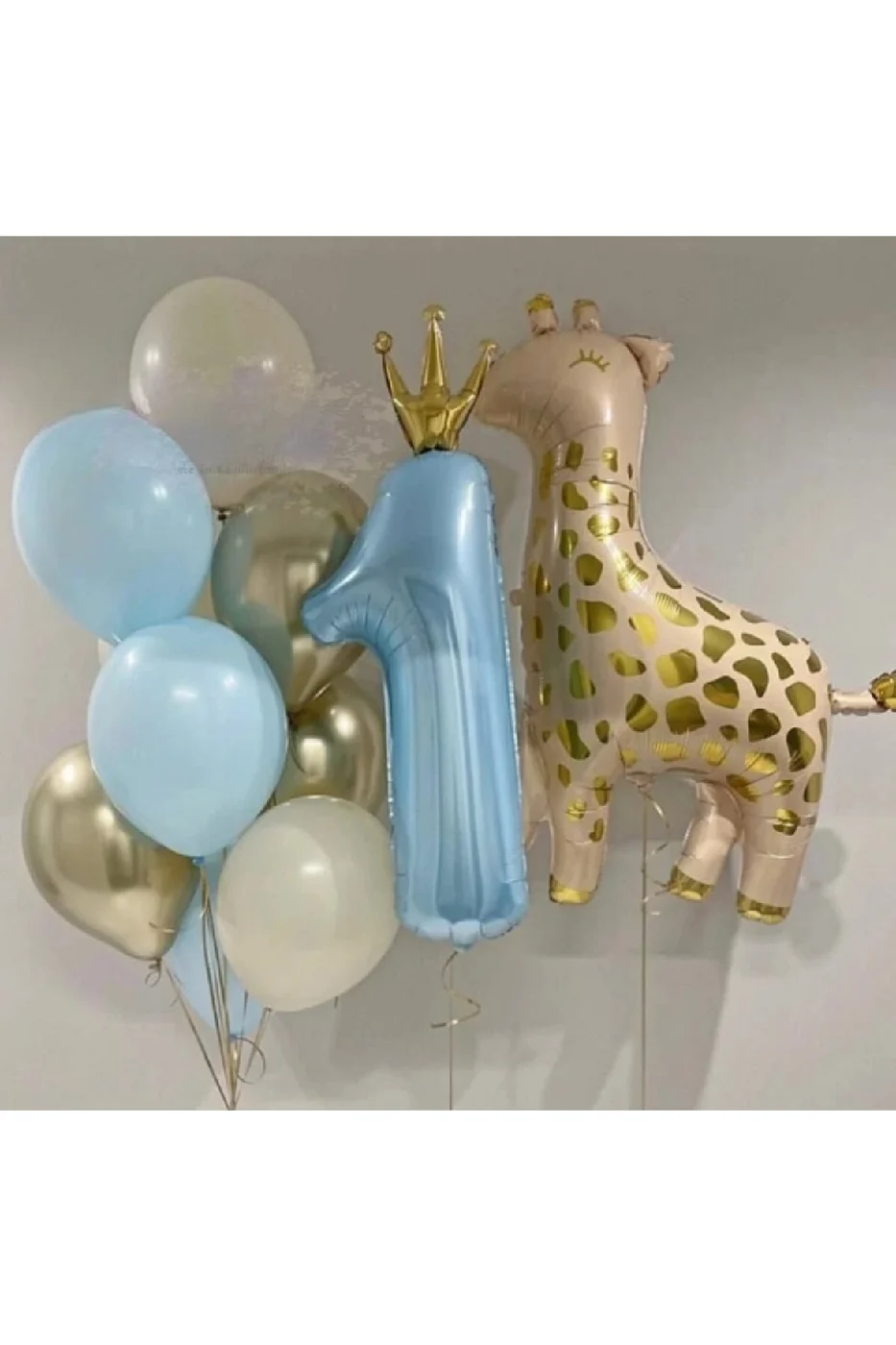 ZÜRAFA FOLYO BALONLU BLUE CROWN BALON DOĞUM GÜNÜ PARTİ SETİ SÜSÜ gorsel 3