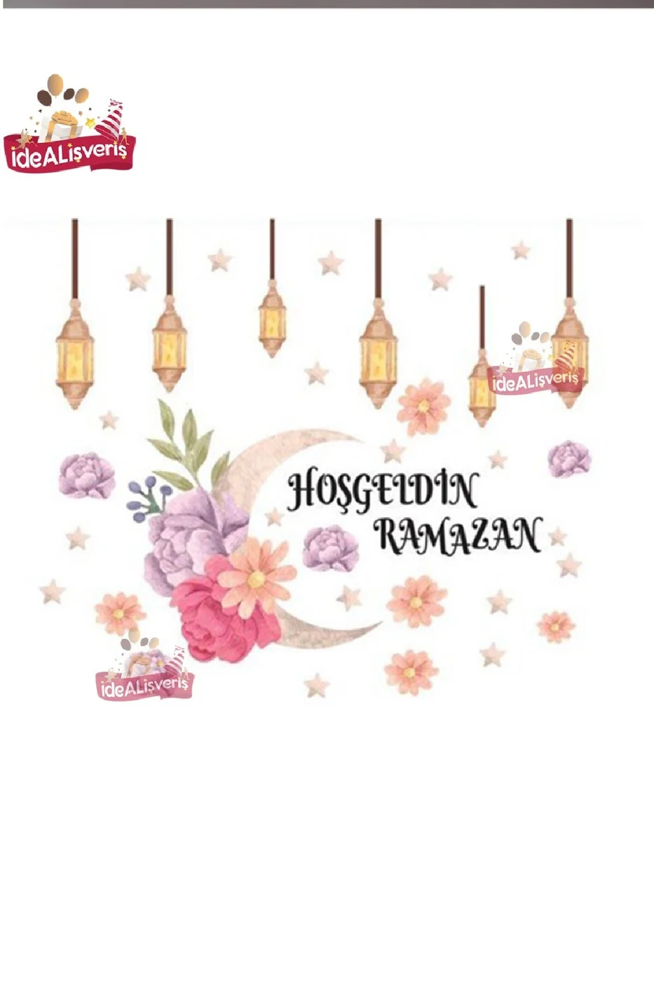 Hoşgeldin Ramazan Sticker Seti Ramazan Süsleri Ramazan Ayı Temalı Cam Duvar Süsleri gorsel 4