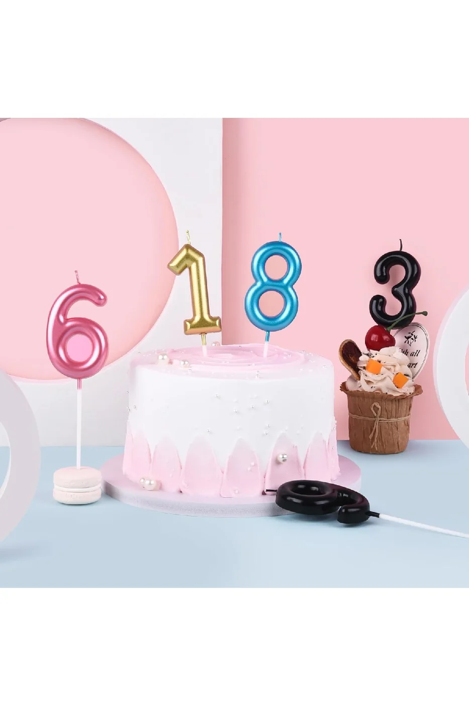 5 YAŞ PARLAK AÇIK MAVİ ŞIK MUM 12 CM gorsel 4