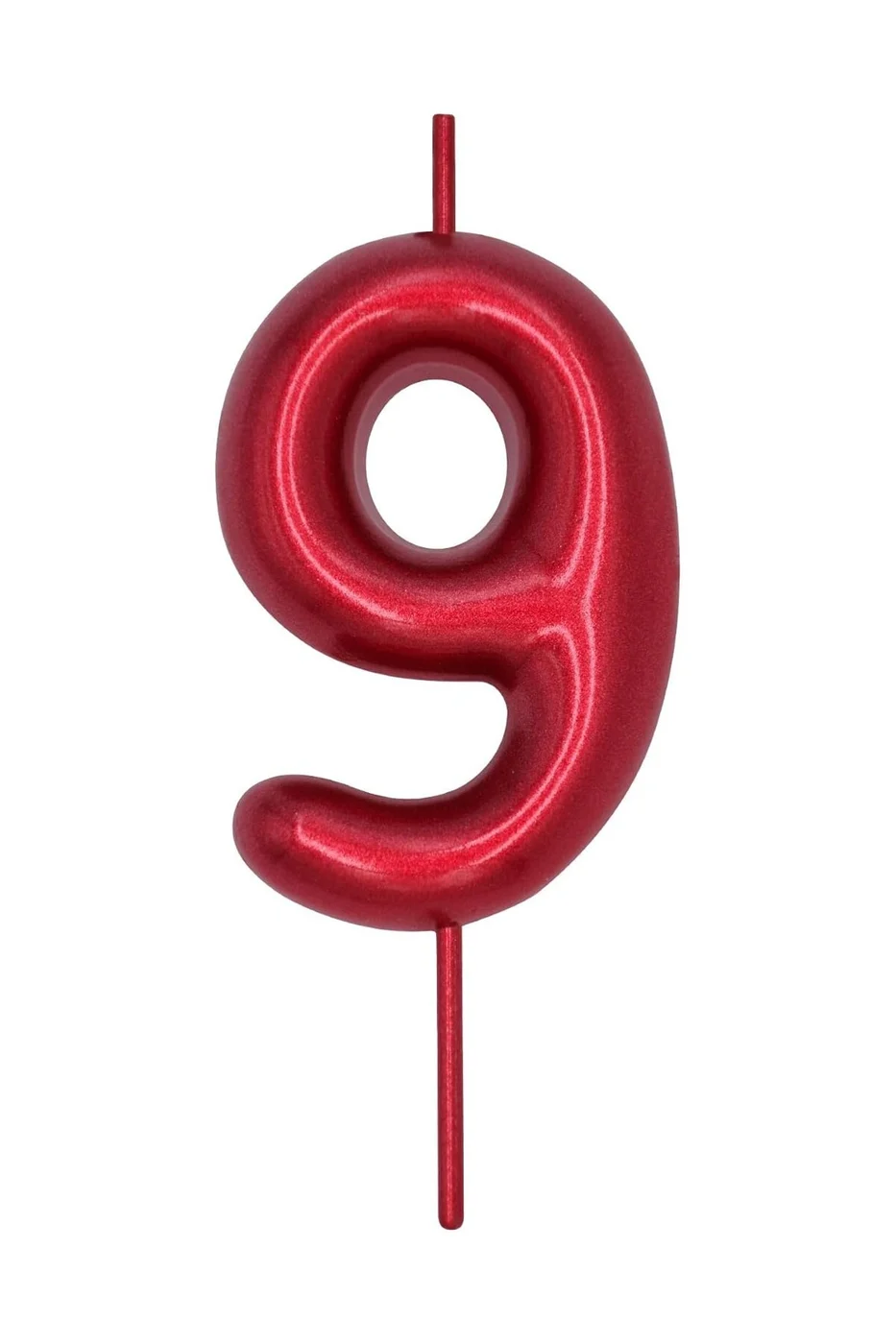 9 YAŞ PARLAK KIRMIZI ŞIK MUM 12 CM