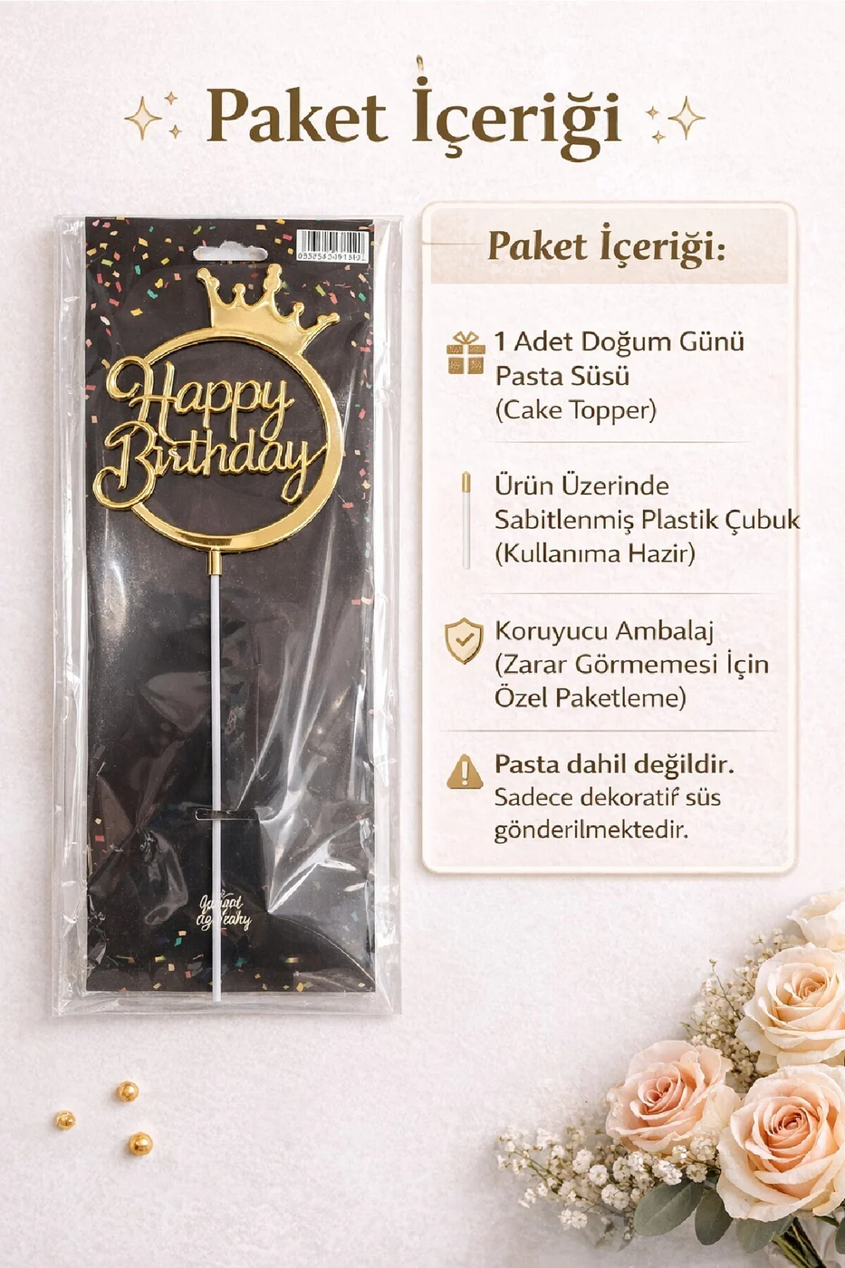 Happy Birthday Pasta Süsü Pleksi – İyi Ki Doğdun Pasta Üstü Yazı gorsel 3