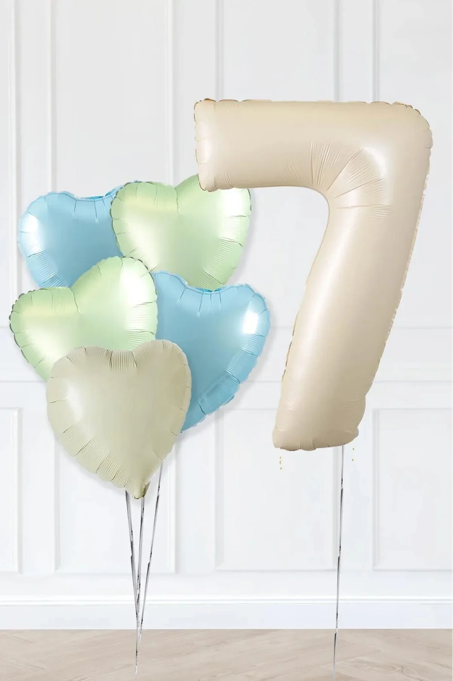 Bej Yaş Balonlu  Retro Yeşil Mavi Kalpli Balon Seti Deniz Kumu Krem Retro Doğum Günü Rakam Yaş Balon