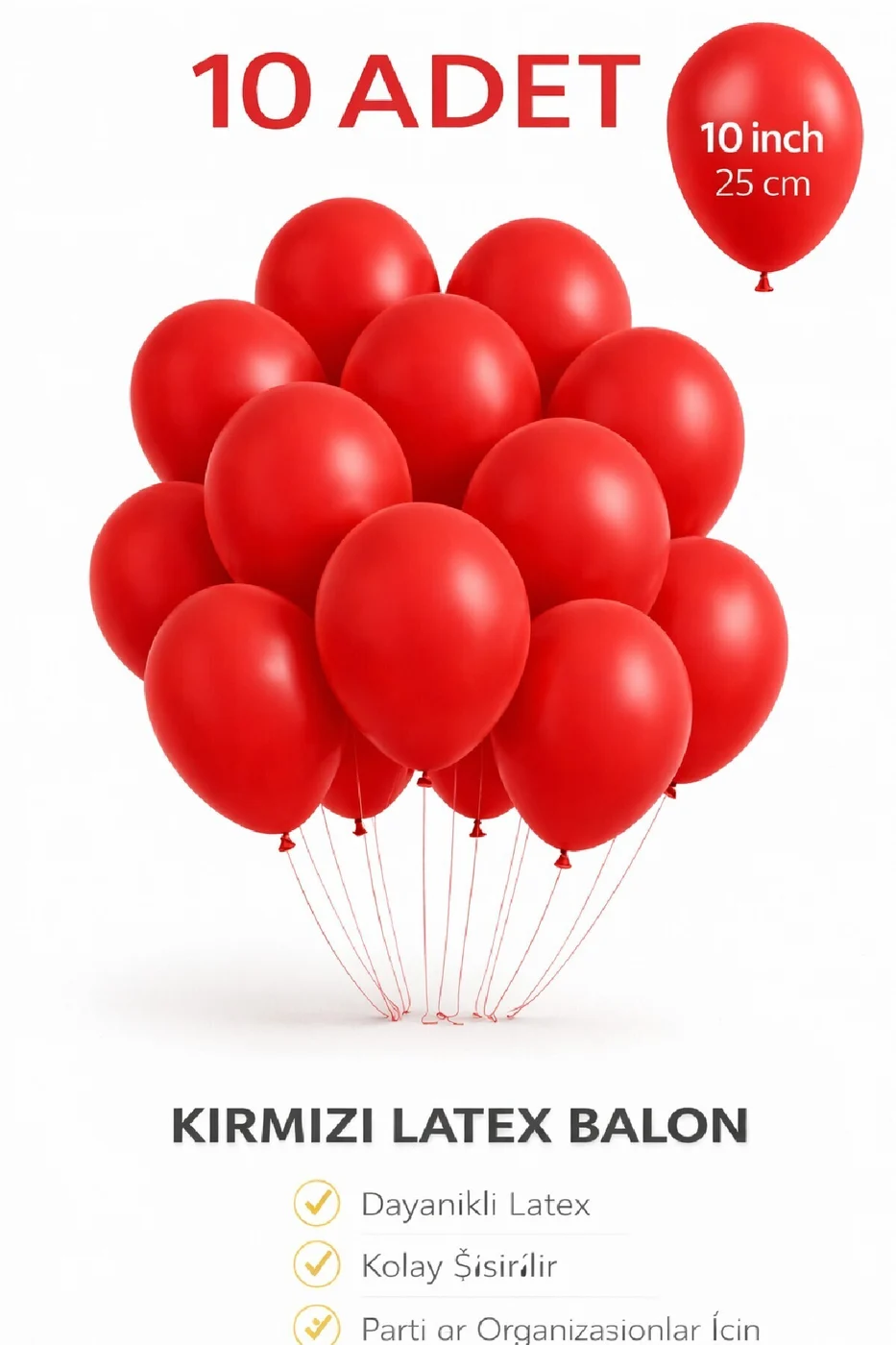 10 Adet Latex Balon 10 İnç Parti Balonu Doğum Günü Süsleme Balonu