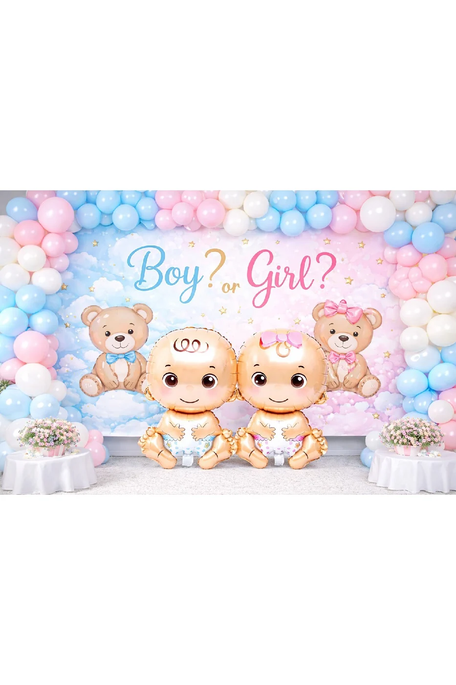 Ayıcıklı Bebek Figürlü Gender Reveal Parti Seti – Boy or Girl Konsepti gorsel 7