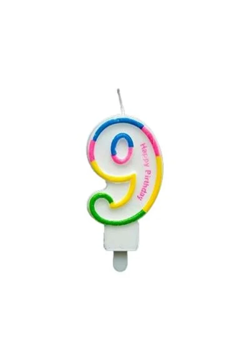 RENKLİ KLASİK 9 RAKAM MUM 7.5CM