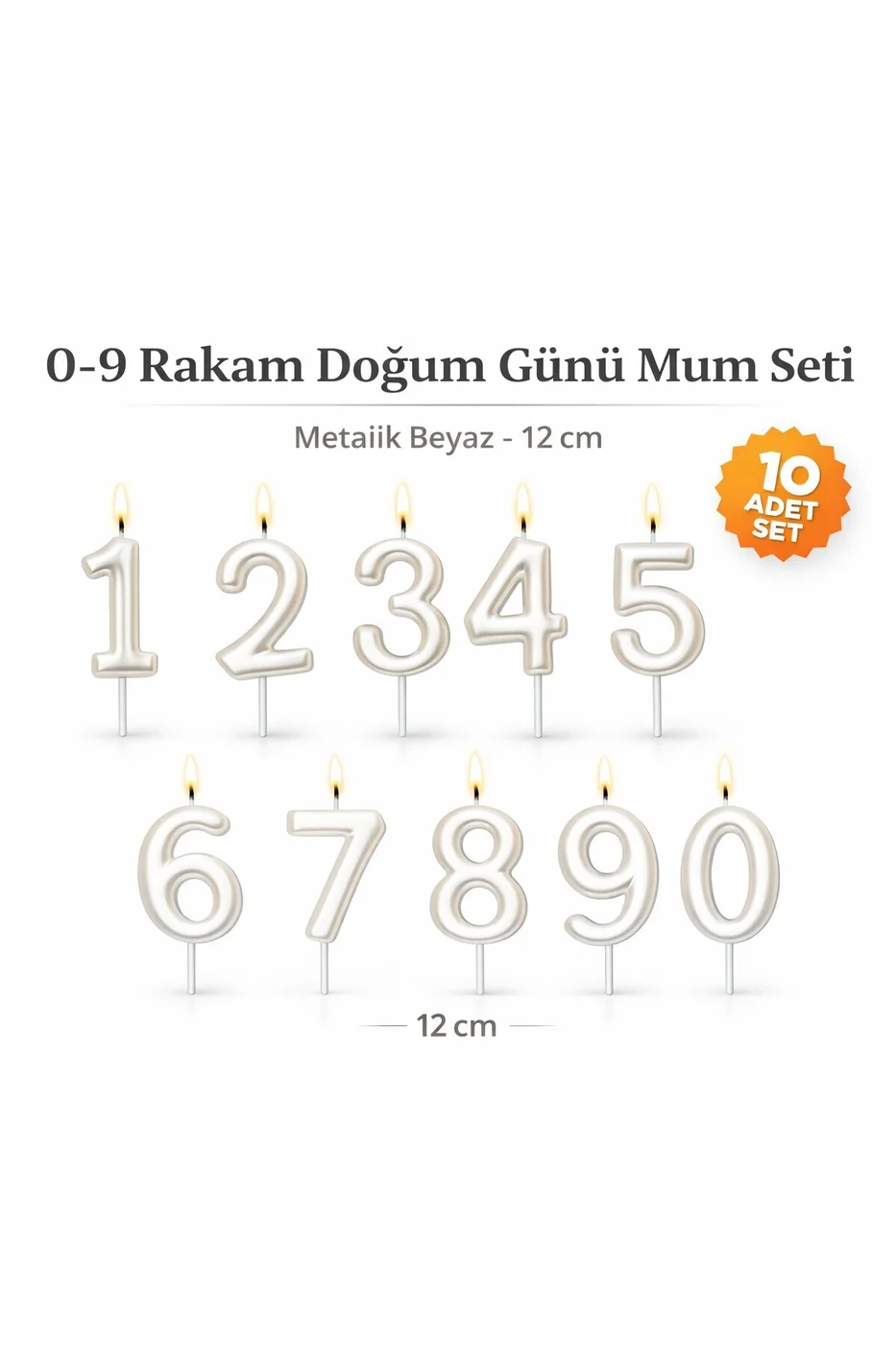 Doğum Günü Pasta Mumu Yaş Mumu Rakamlı Mum Doğum Günü Mumu Sayı 12 cm Pasta Üstü Mum