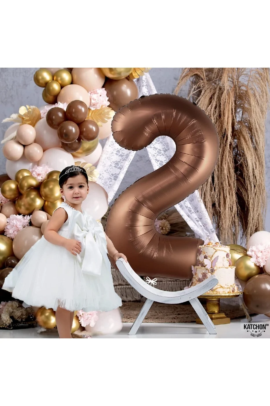 Rakam Yaş 74 Cm Kahverengi Yaş Folyo Balonu gorsel 3