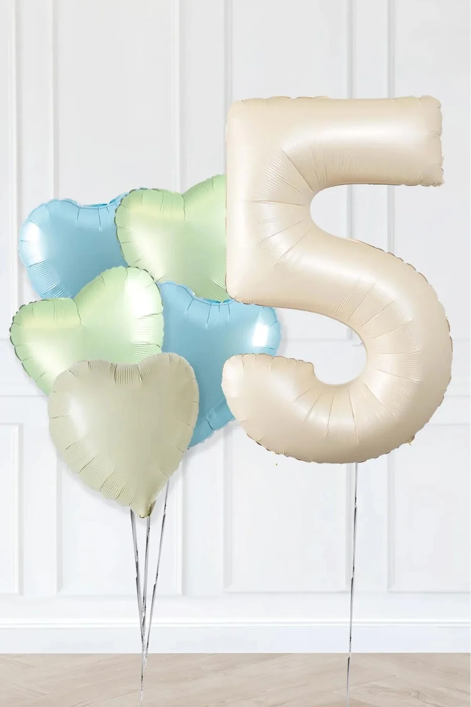 Bej Yaş Balonlu  Retro Yeşil Mavi Kalpli Balon Seti Deniz Kumu Krem Retro Doğum Günü Rakam Yaş Balon gorsel 3