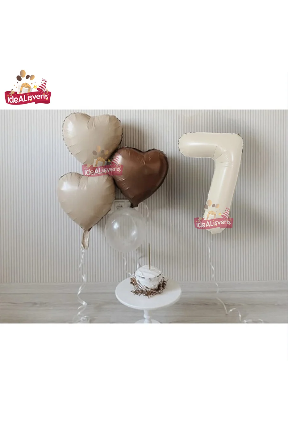 7 Yaş Retro Renkler Krem Kahve Tonlar Balon Seti