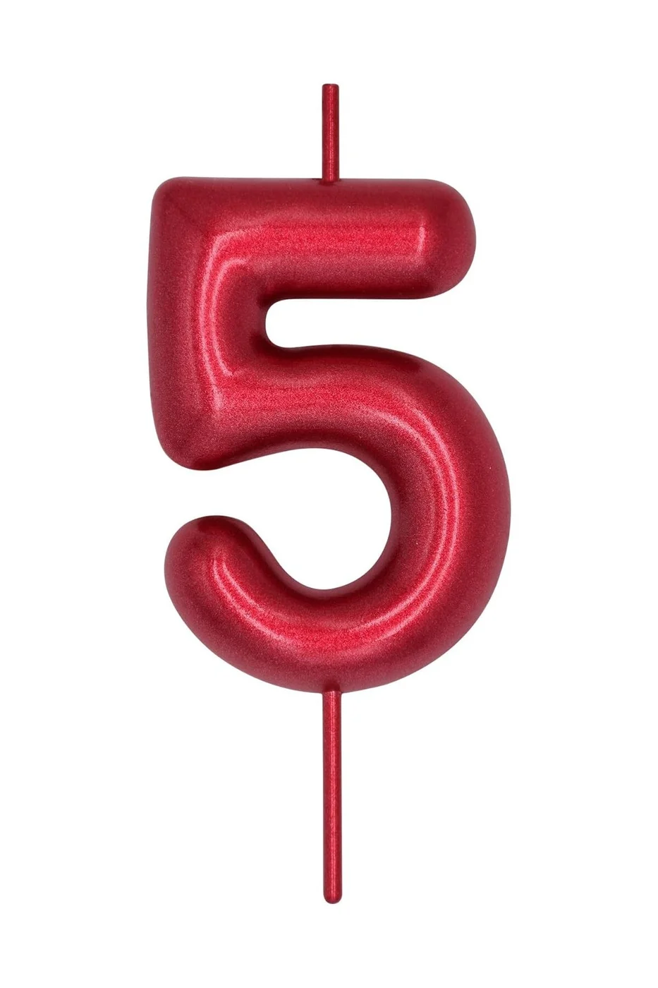 5 YAŞ PARLAK KIRMIZI ŞIK MUM 12 CM gorsel 6