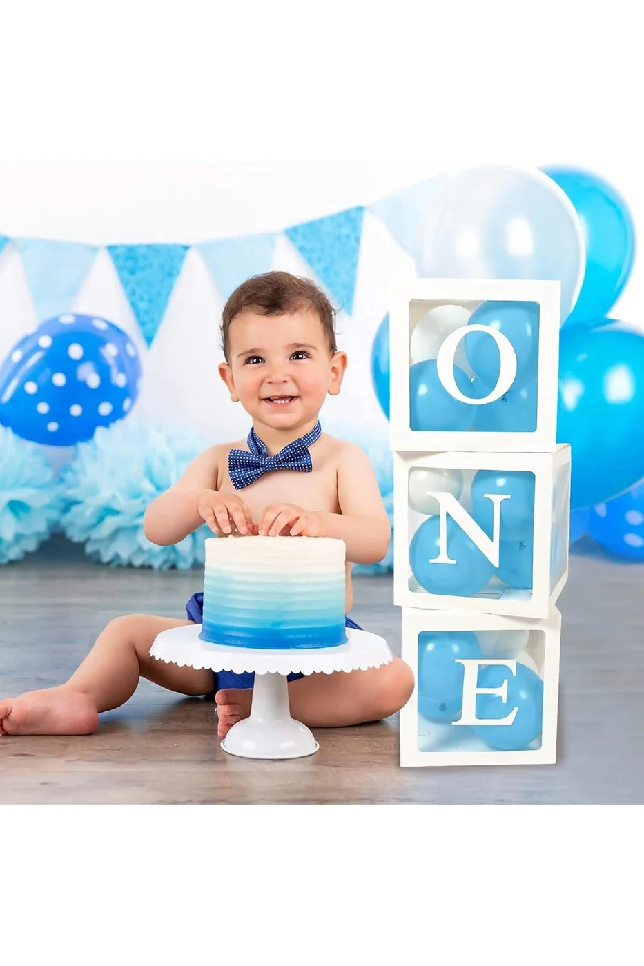 İlk Yaş Doğum Günü Balon Kutlu Erkek Çocukları İçin Doğum Günü Parti Seti Süsü gorsel 5