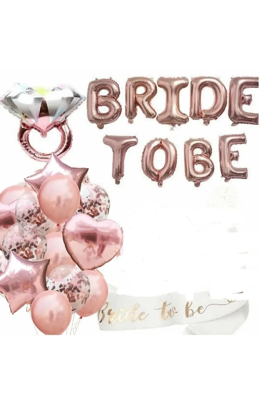 Lüks Bride To Be Folyo Balon Seti - Bekarlığa Veda Bride Partisi Balon Süsleme Rose Gold