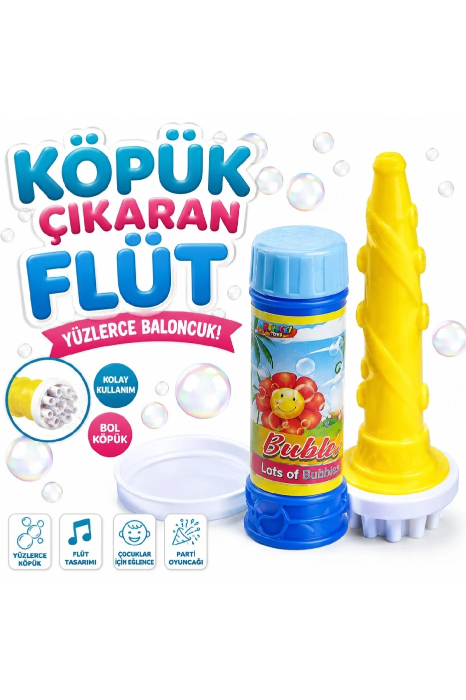 Köpük Çıkaran Flüt 2 Li Set | Bubble Flute Baloncuk Oyuncağı | Parti Hediyeliği | Çocuk Eğlence Oyuncağı gorsel 2