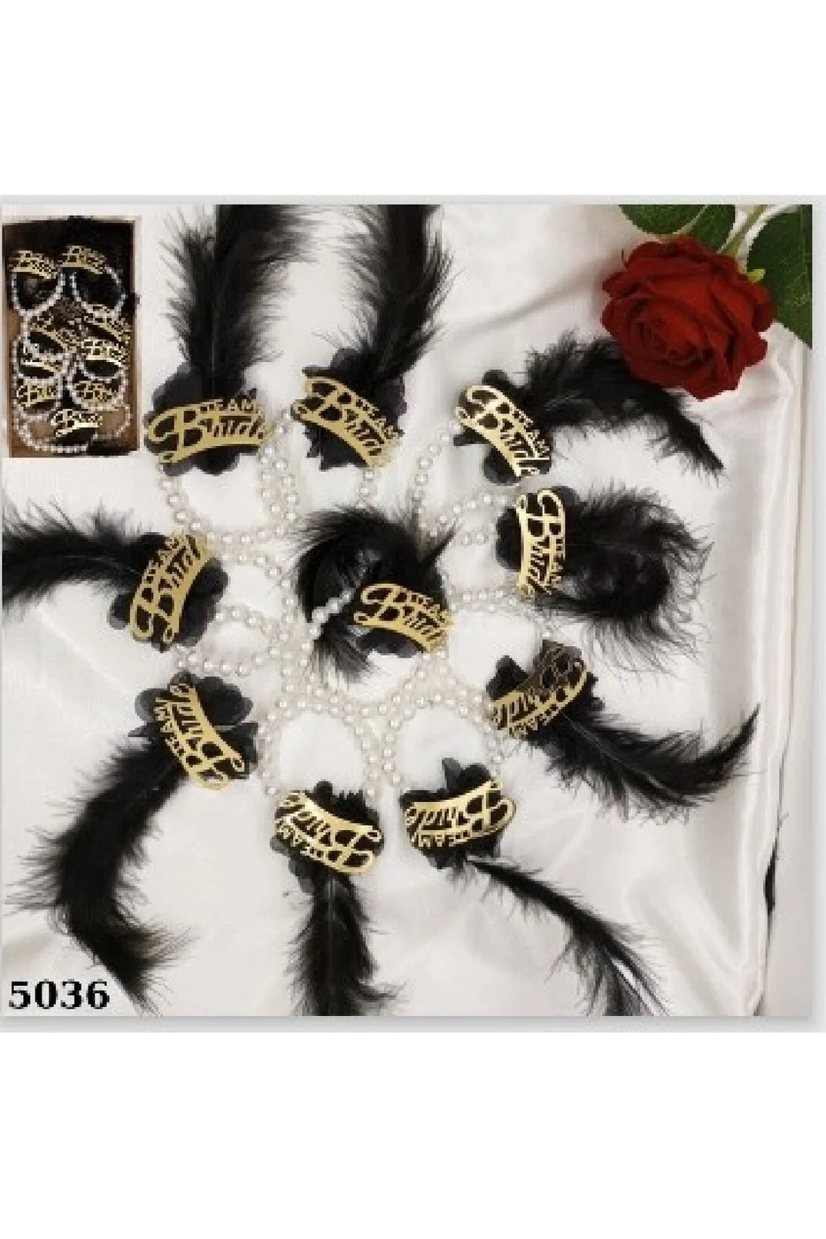 10lu Incili Bileklik Siyah Gold Bekarlığa Veda Partisi Bride To Be Seti Bilekliği gorsel 2