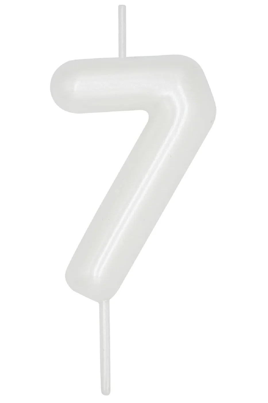 7 YAŞ PARLAK İNCİ BEYAZI ŞIK MUM 12 CM gorsel 4
