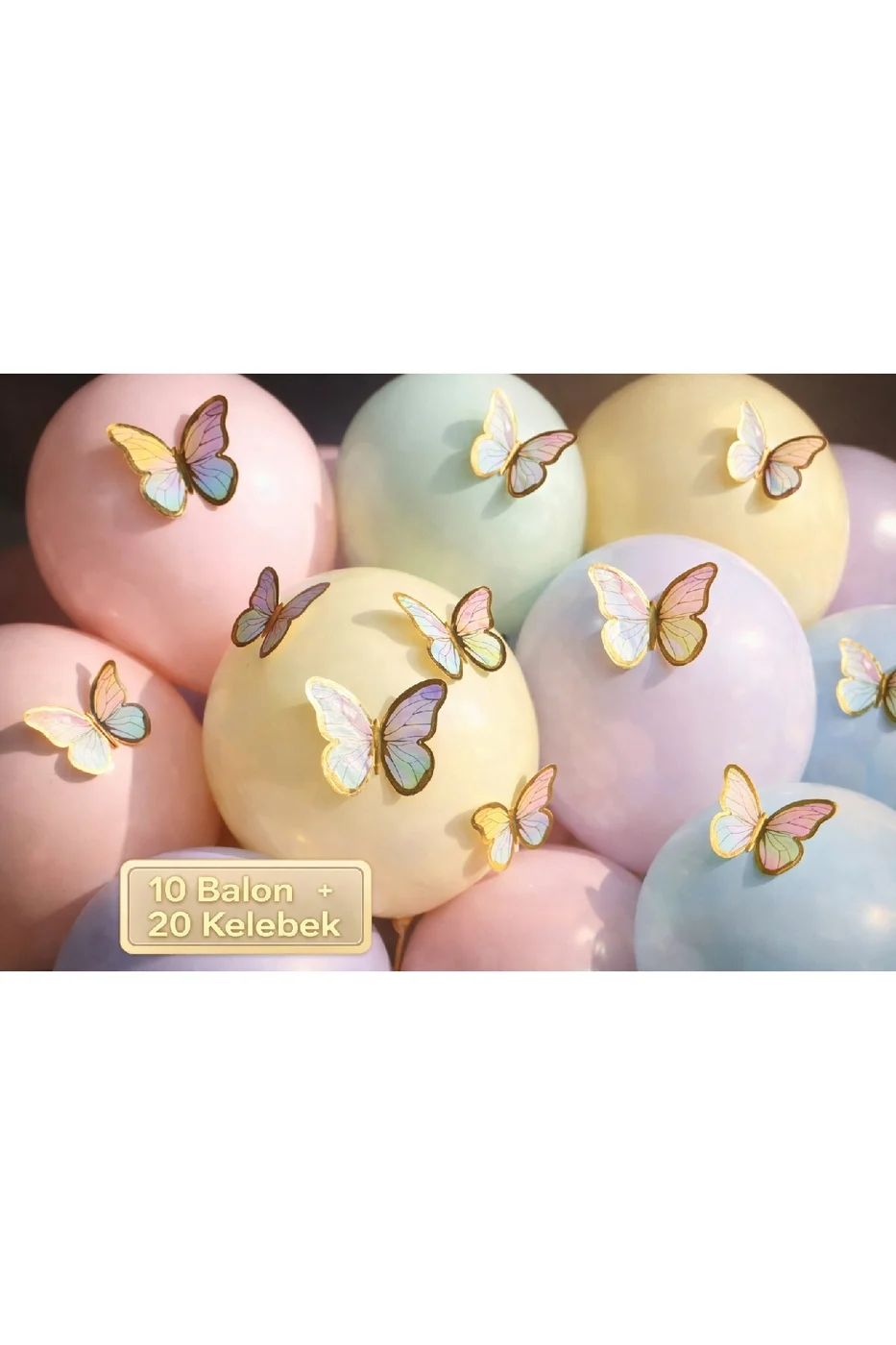 Soft 3D Kelebekli Balon Seti – 10 Balon + 20 Kelebek Doğum Günü Parti Seti Süsü