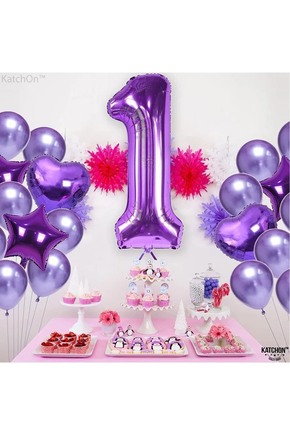 1 Yaş Mor Renk Rakam Folyo Balon 1 Bir Rakam Mor Folyo Balon gorsel 3