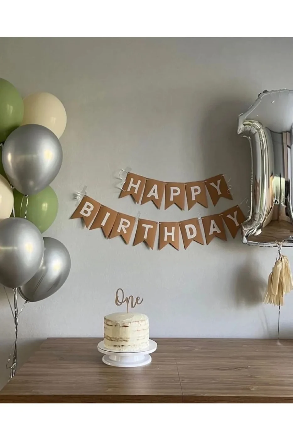 Gümüş Yaş Balon Konsept Ve Happy Bırthday Banner  Yaş Doğum Günü Parti Seti Süsü