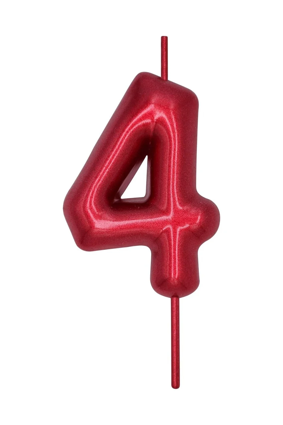 4 YAŞ PARLAK KIRMIZI ŞIK MUM 12 CM gorsel 6