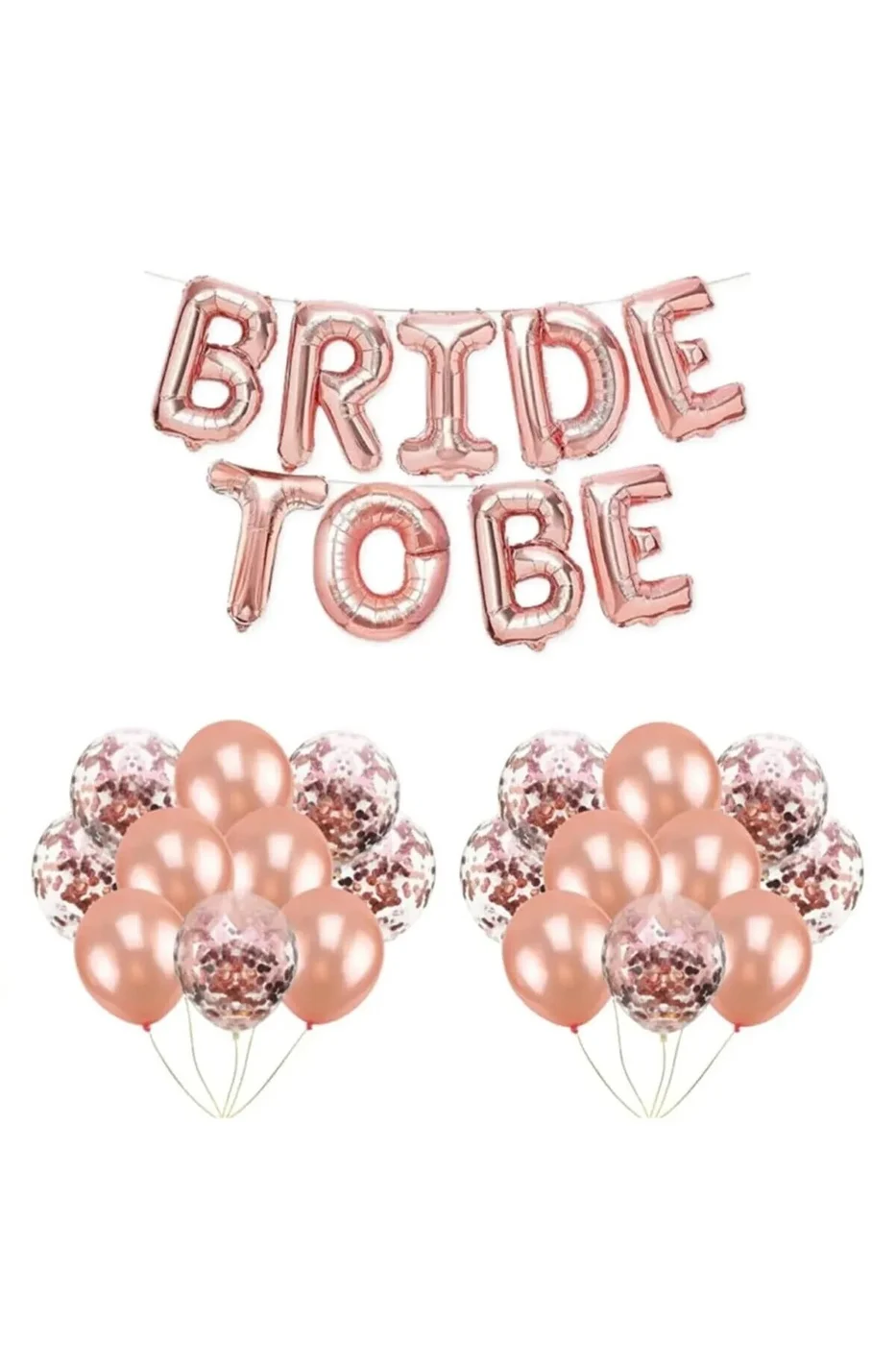 Bekarlığa Veda Seti Parti Eğlence Kutlama RoseGold Bride Folyo Balon, Kalp Folyo Balonlu gorsel 3