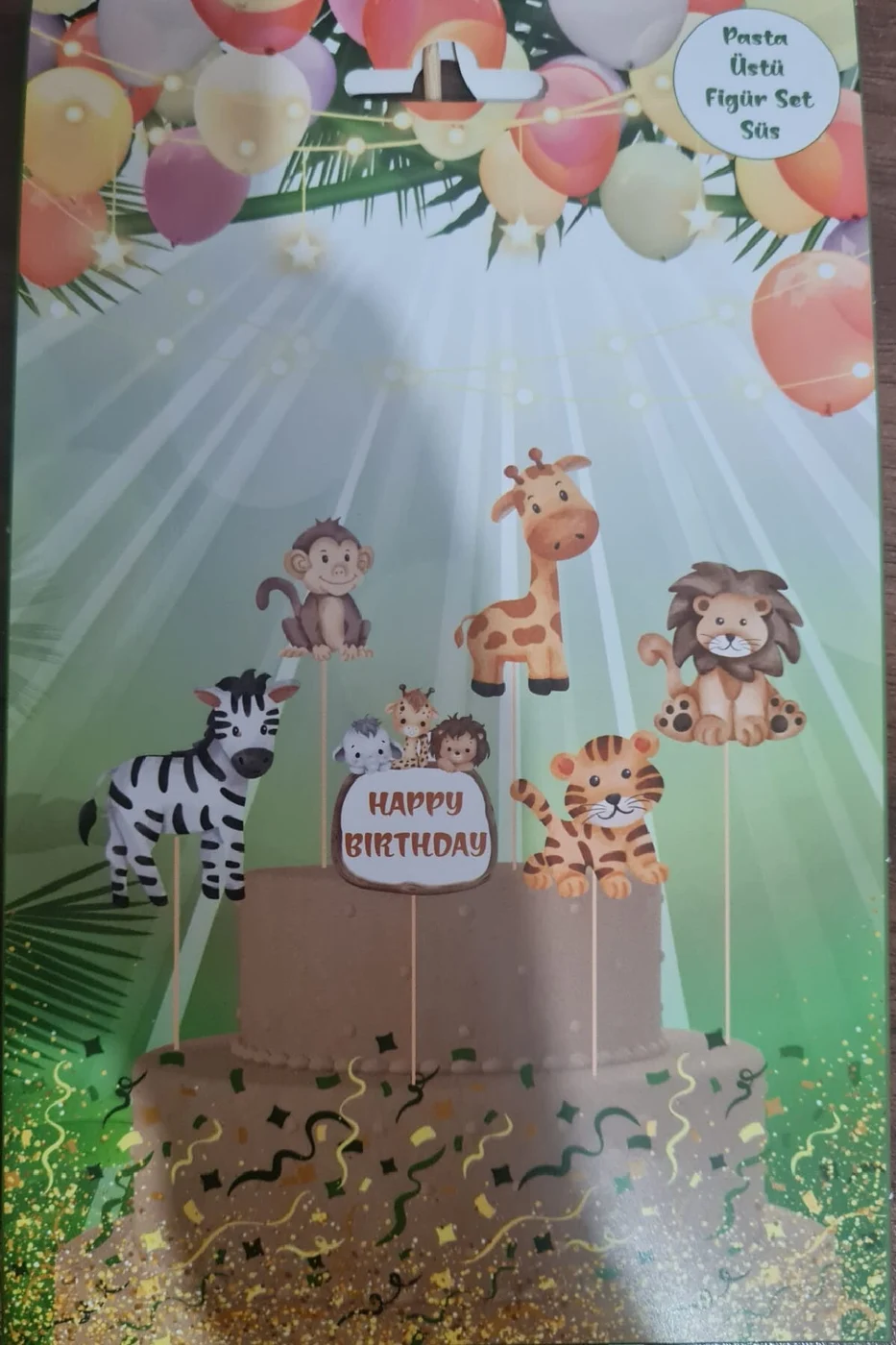 6 adet, Safari Temalı Doğum Günü Pasta Süsü Safari Baby Animal Pasta Süsü gorsel 5