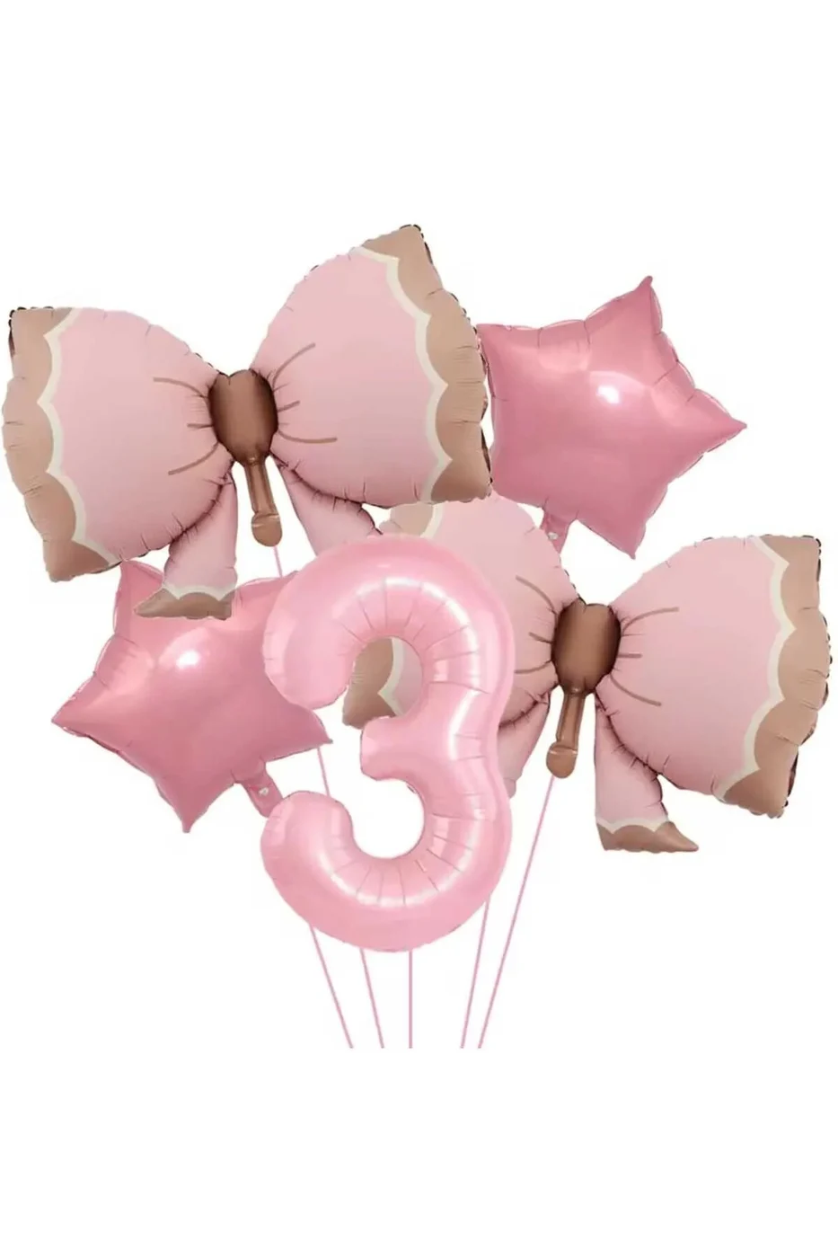 3 YAŞ PEMBE RENKLİ RETRO PEMBE FİYONKLU BALONLU DOĞUM GÜNÜ PARTİ SETİ SÜSÜ
