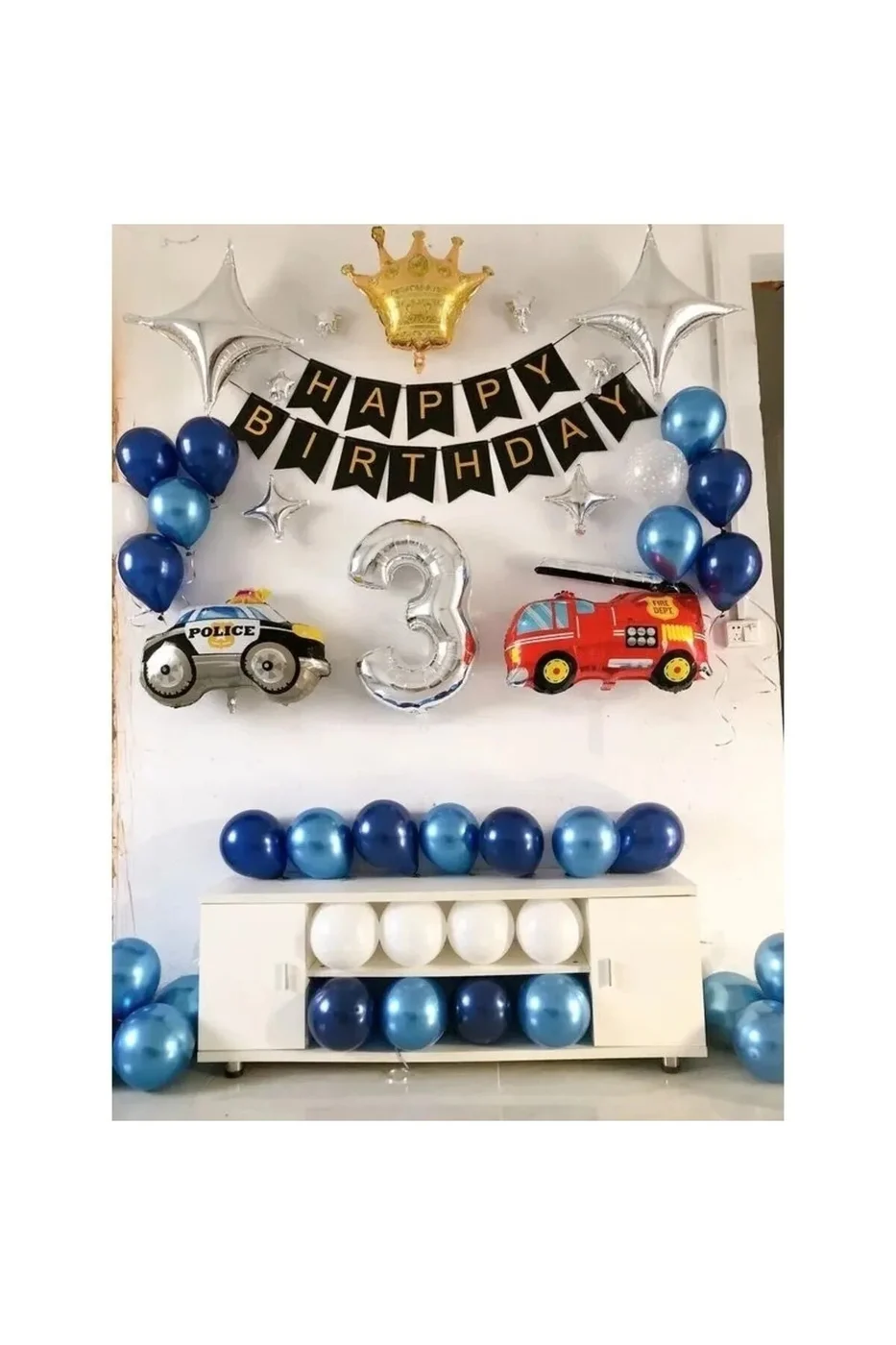 YAŞ FOLYOLU POLİS İTFAİYE 30 ADET BALONLU DOĞUM GÜNÜ BALON SET