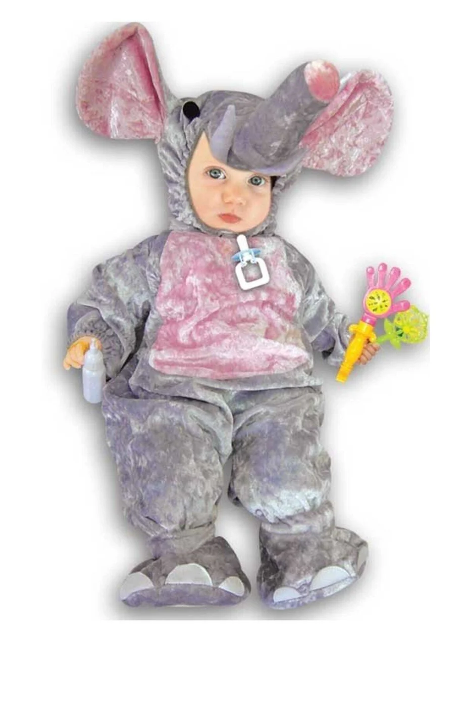 Unisex Bebek Gri Fil Kostümü