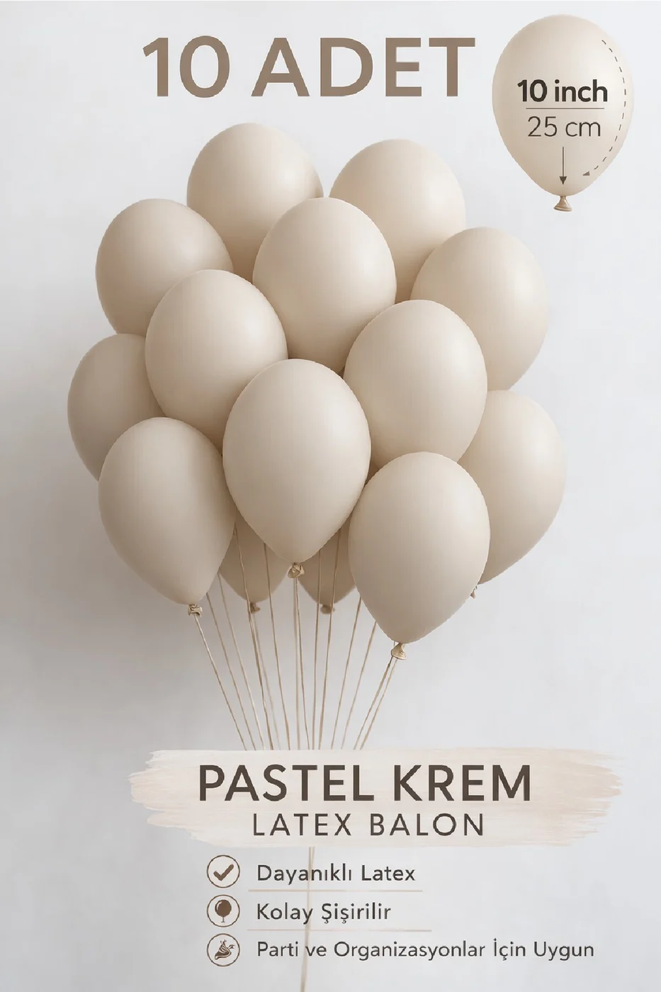 10 Adet Latex Balon 10 İnç Parti Balonu Doğum Günü Süsleme Balonu