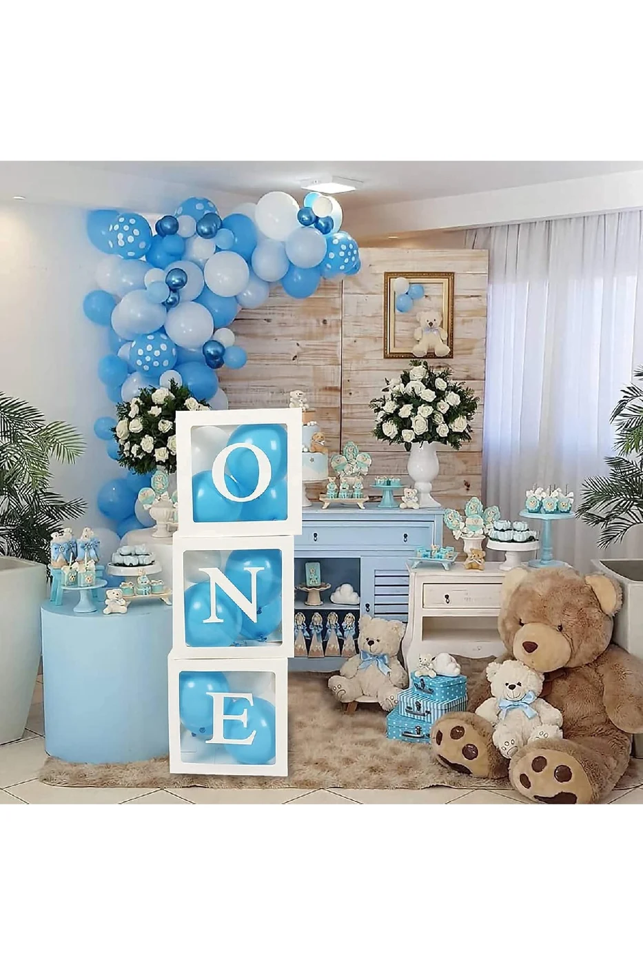 İlk Yaş Doğum Günü Balon Kutlu Erkek Çocukları İçin Doğum Günü Parti Seti Süsü gorsel 2